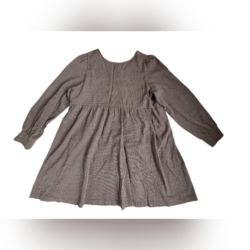 Sezane Brown Gingham Buttonup Back Babydoll Dress Size 42 European